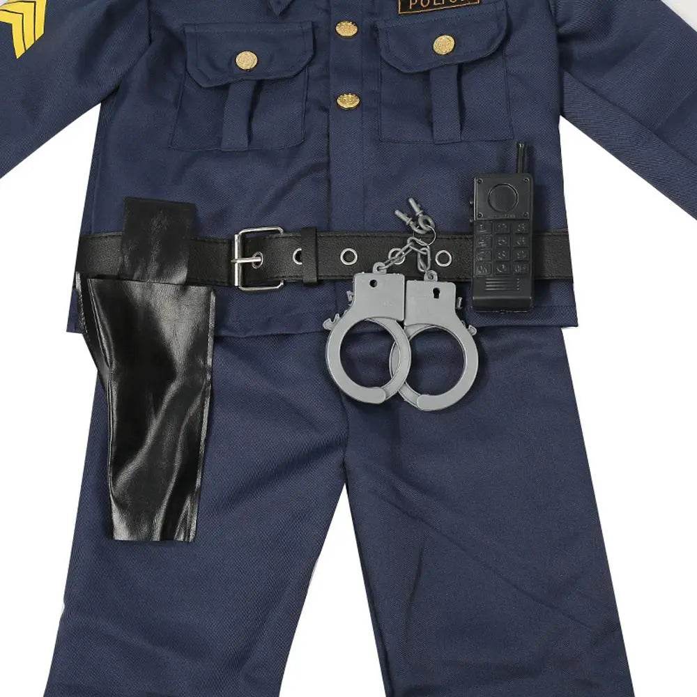 Kids Police Cop Costume for Boys Police Office Costume Halloween Cosplay Party - Azufun