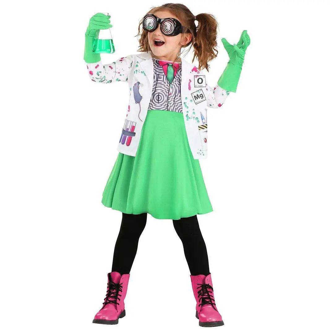 Kids Scientist Halloween Costume Funny Role Play Outfit for Girls' Stage Performances - Azufun
