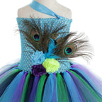 Kids Sequin Peacock Feather Costume Girls Easter Carnival Party Dress - Azufun