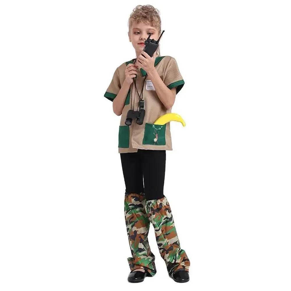 Kids Zookeeper Animal Keeper Adventure Costume Perfect for Children's Day School Parties and Stage Performances - Azufun