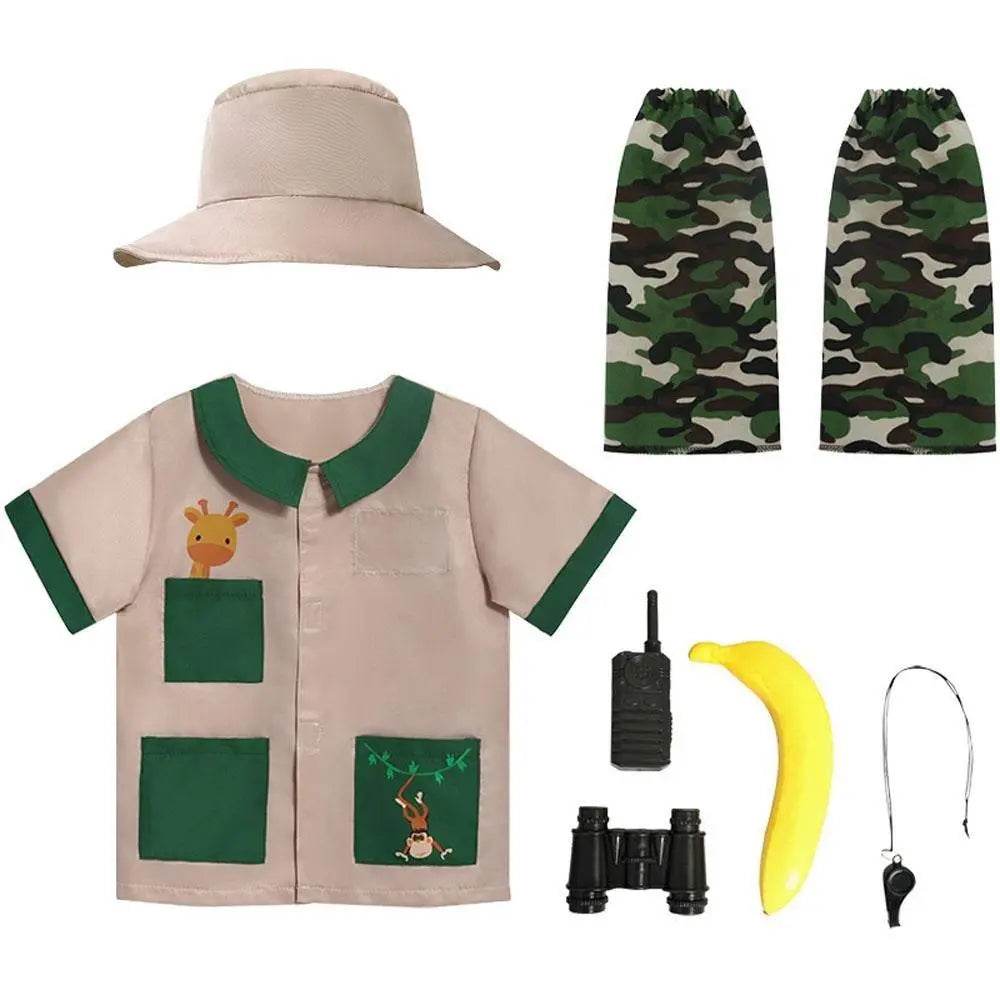 Kids Zookeeper Animal Keeper Adventure Costume Perfect for Children's Day School Parties and Stage Performances - Azufun