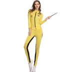 Kill Bill Cosplay Costume Yellow Bodycon Jumpsuit Motorcycle Night Club Racer Zentai Suits for Women - Azufun