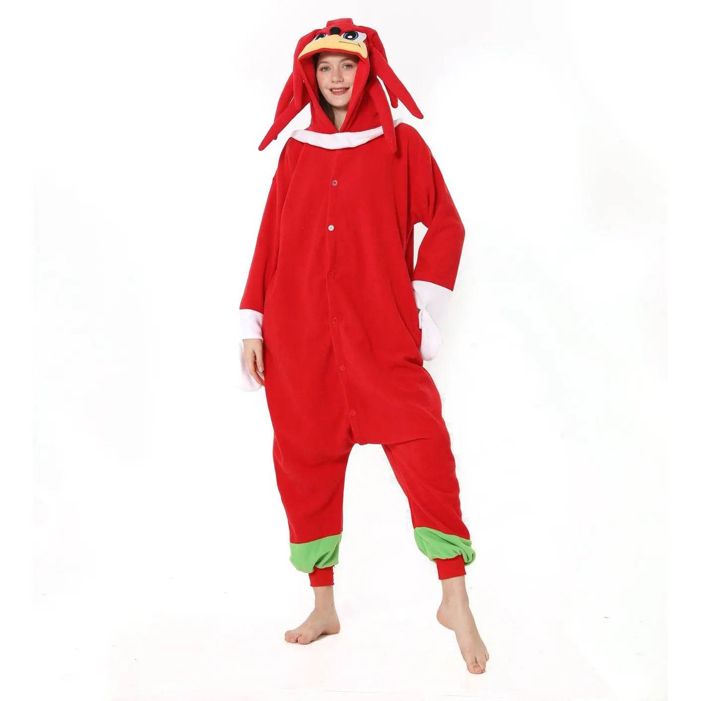 Knuckles the Echidna Sonic the Hedgehog kigurumi onesies anime pajamas Costume - Azufun