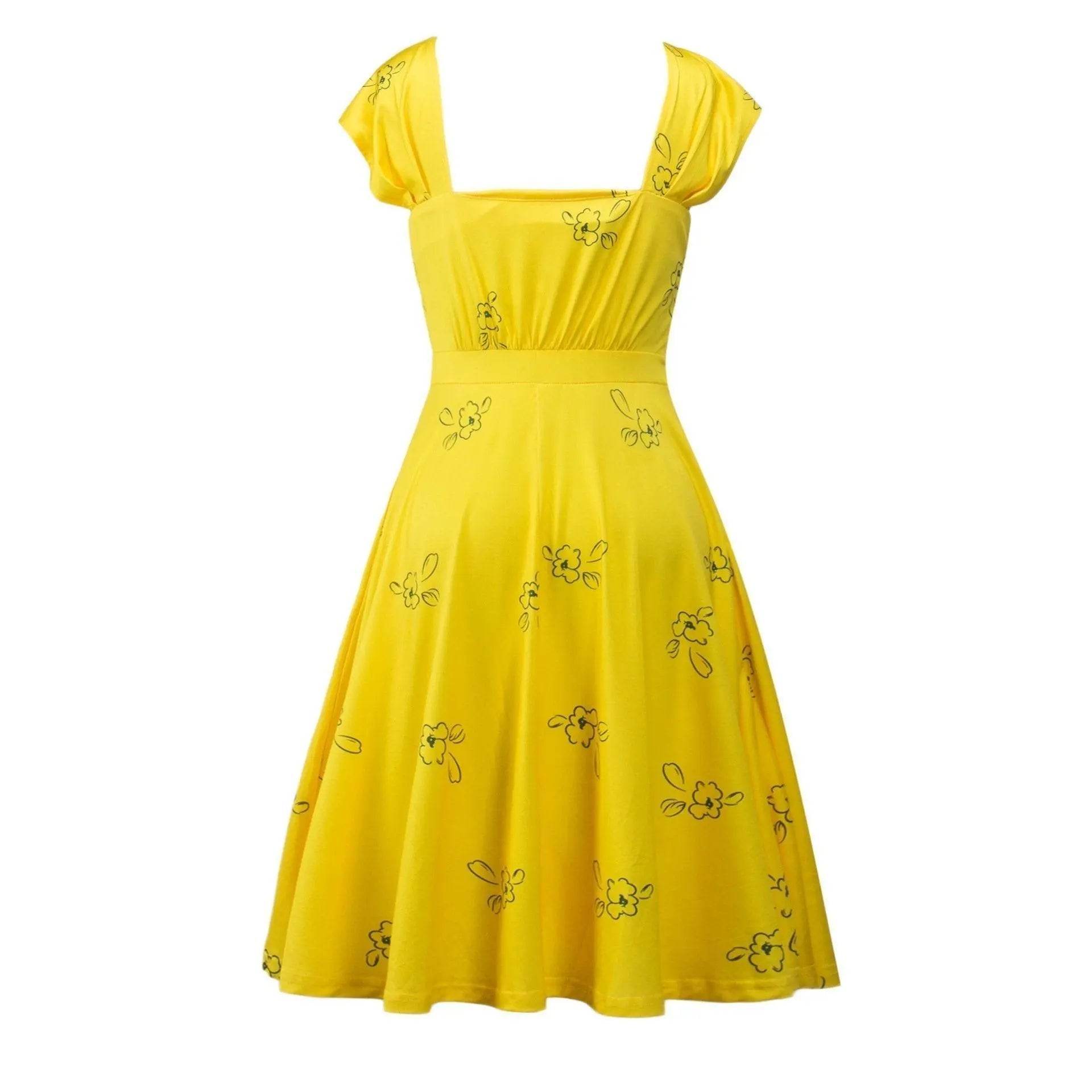 La La Land Emma Stone Actress Yellow Dress Movie Cosplay Costume - Azufun