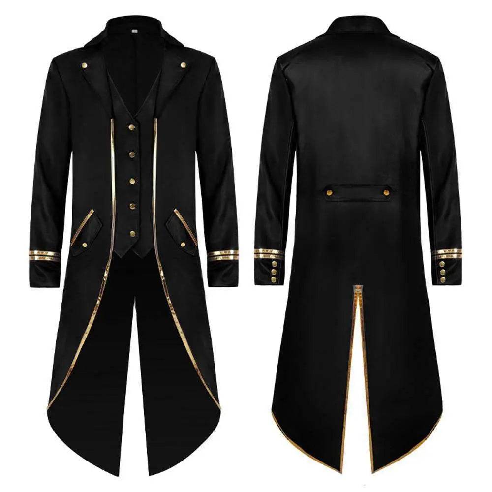 Medieval Steampunk Tailcoat Halloween Costumes Vampire Gothic Jackets Vintage Coat for Men - Azufun