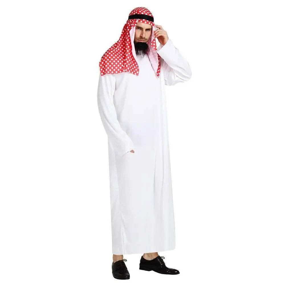 Middle East Dubai Prince adult male White Arab Red turban performance stage costume Cosplay - Azufun
