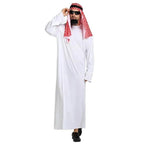 Middle East Dubai Prince adult male White Arab Red turban performance stage costume Cosplay - Azufun