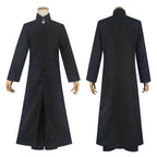 Movie The Matrix Cosplay Neo Costume Black Suit Cloak Pants Outfit Halloween Costumes for Men - Azufun