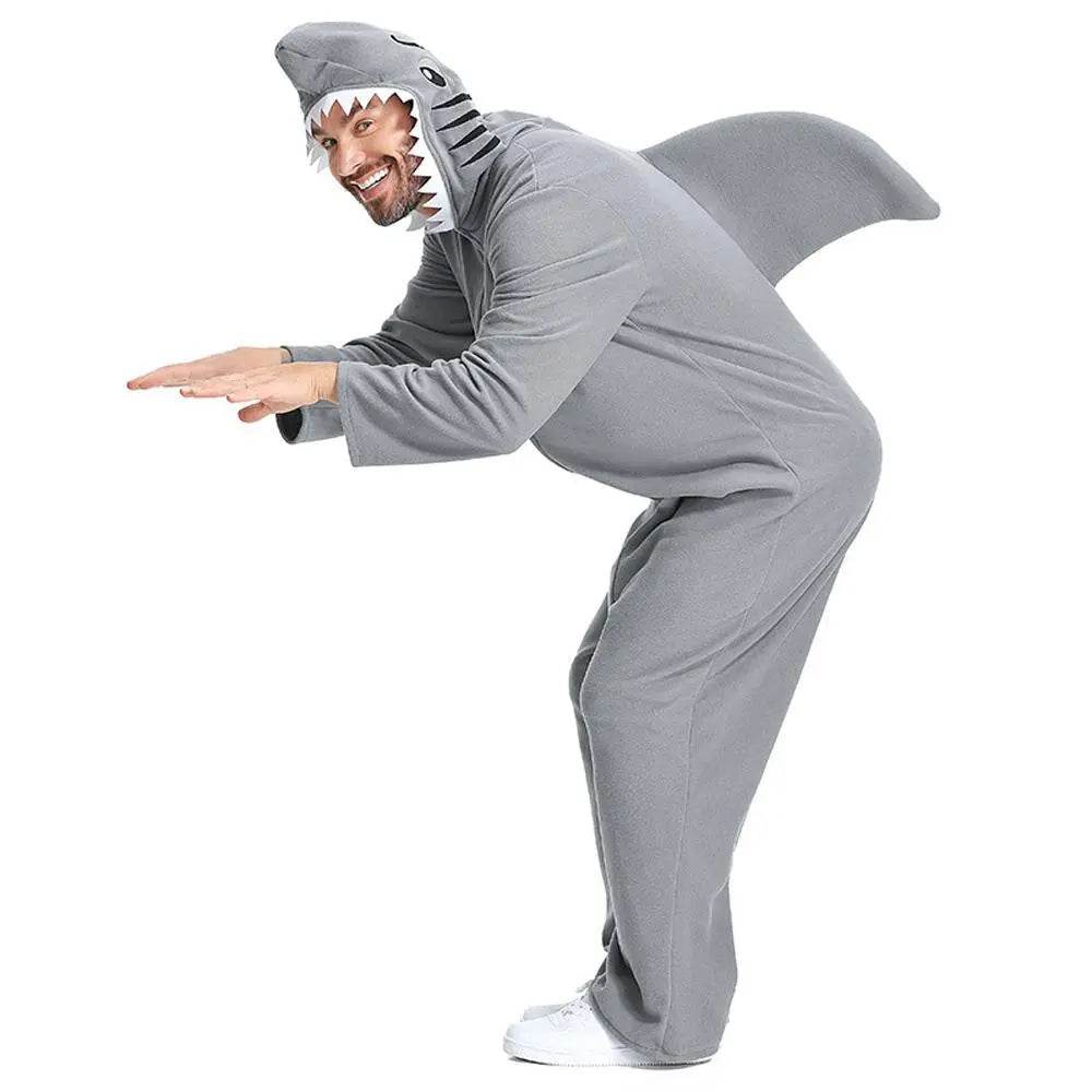 Ocean Great White Shark Animal Adult Jumpsuit Cosplay Costume Carnival - Azufun