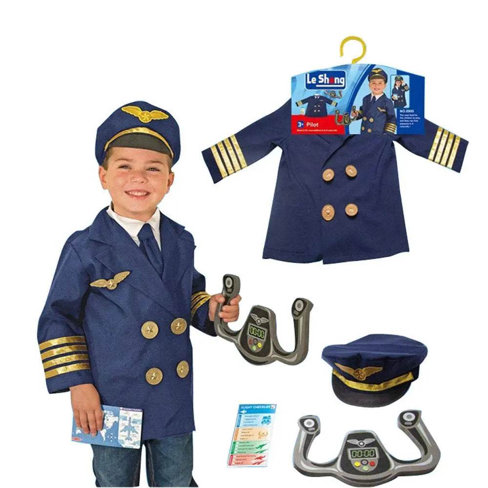 Pilot Aviator Cosplay Outfits Halloween Costume Set for Kids - Azufun