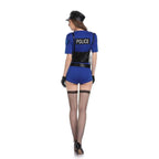 Policewoman Cosplay Costumes Halloween Police Officer Jumpsuit Uniform with Hat - Azufun