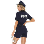 Policewoman Uniform Cosplay Costume jumpsuits onesies Clothing Cop Halloween Party Dress Up For Women - Azufun
