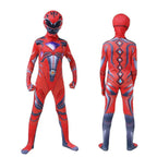 Power Rangers Cosplay Costume Dinosaur Suit Halloween Superhero Jumpsuit Outfit Dress Up For Kids Adult - Azufun