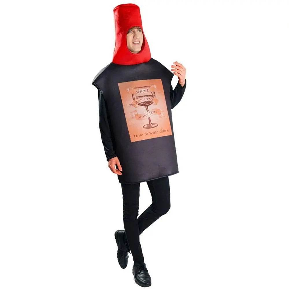 Red Wine Bottle Cheese Adult Couples Funny Party Costume For Women Men - Azufun