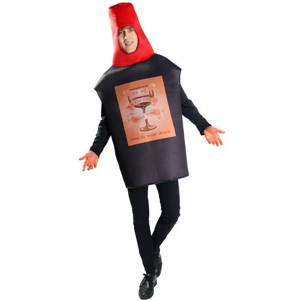 Red Wine Bottle Cheese Adult Couples Funny Party Costume For Women Men - Azufun