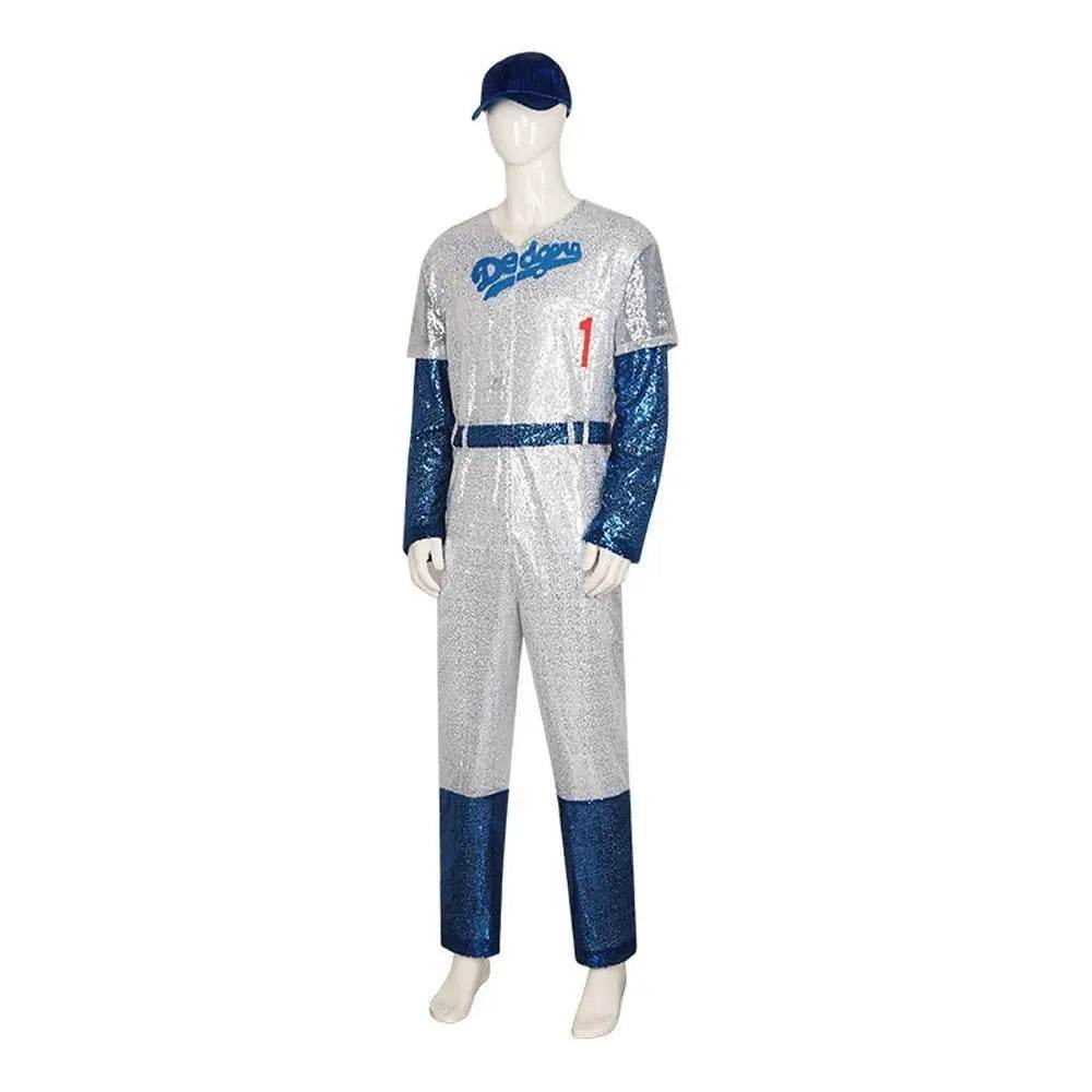 Rocketman Elton John Dodgers Baseball Costume Cosplay Uniform Halloween Carnival Suit - Azufun