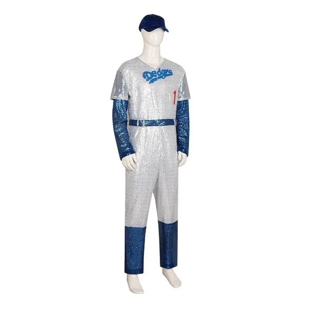 Rocketman Elton John Dodgers Baseball Costume Cosplay Uniform Halloween Carnival Suit - Azufun