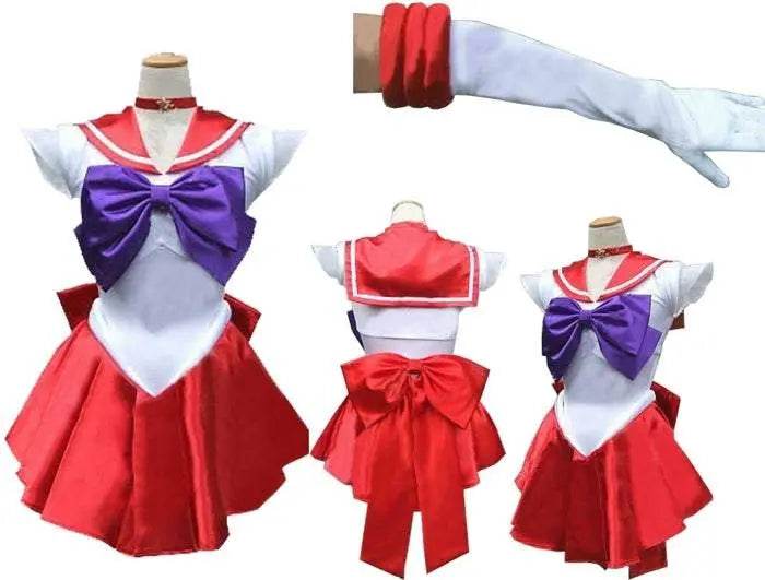 Sailor Moon Venus Uranus Cosplay Costume Dress Uniform With Gloves Halloween - Azufun