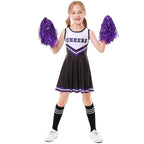 School Cheerleading Uniform Costume Cheerleader Party Dress Halloween Outfit Dress Up For Girls - Azufun