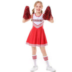 School Cheerleading Uniform Costume Cheerleader Party Dress Halloween Outfit Dress Up For Girls - Azufun