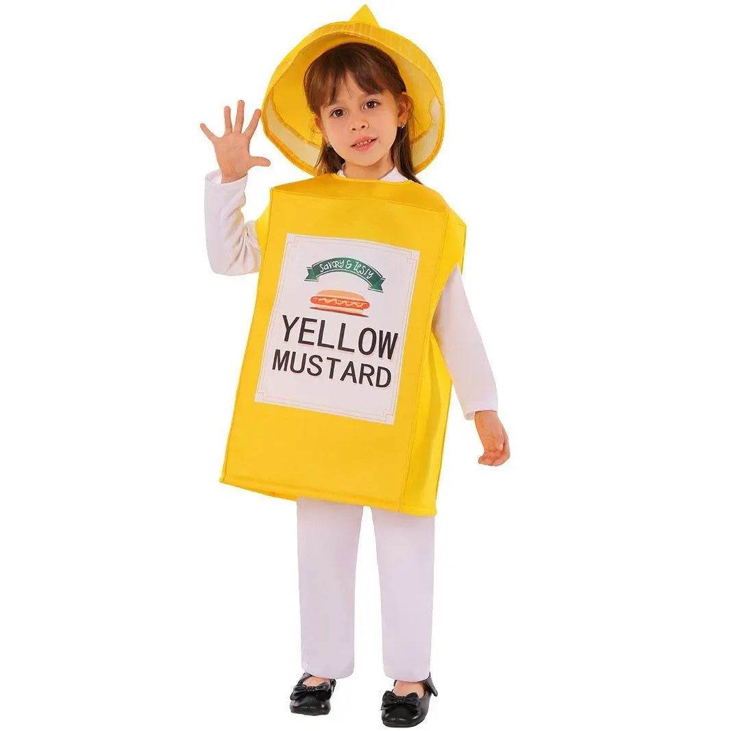 Smock Mustard Bottle Kids Funny Stage Cosplay Costumes Halloween - Azufun
