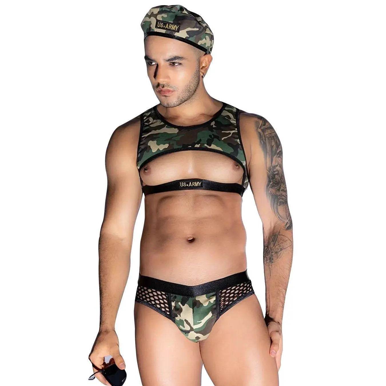 Stag do Army Camouflage Party Costume Night Club Uniform - Azufun