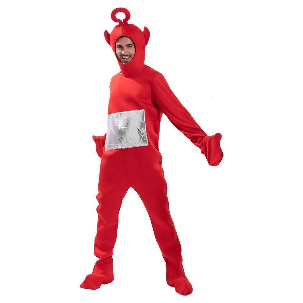 Teletubbies Pajamas Tinky Winky Dipsy Po Laa-Laa Coral Fleece Pajamas Onesies for Adults - Azufun