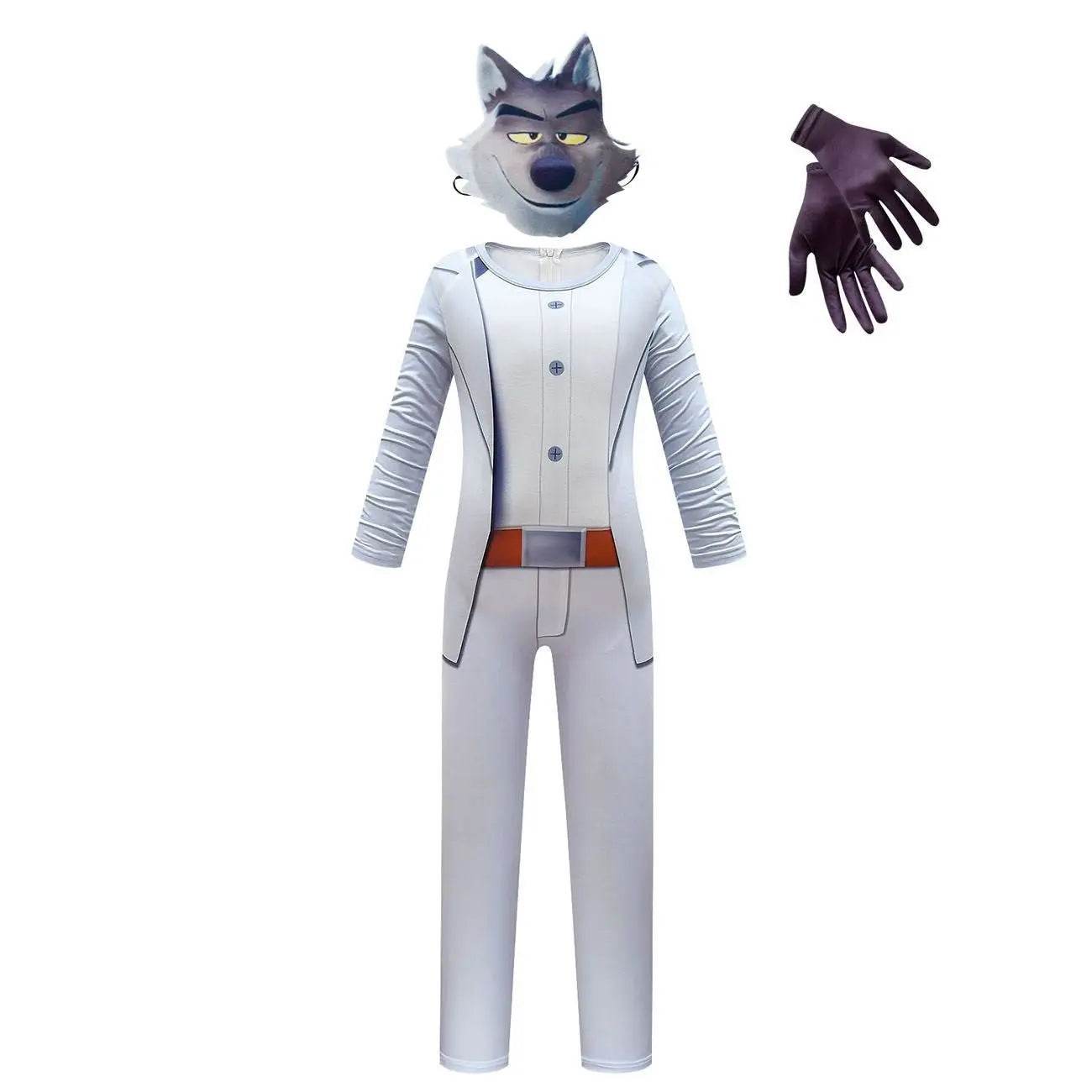 The Bad Guys Wolf Cosplay Costumes Jumpsuit Romper Halloween Outfit Dress For Kids Boys - Azufun