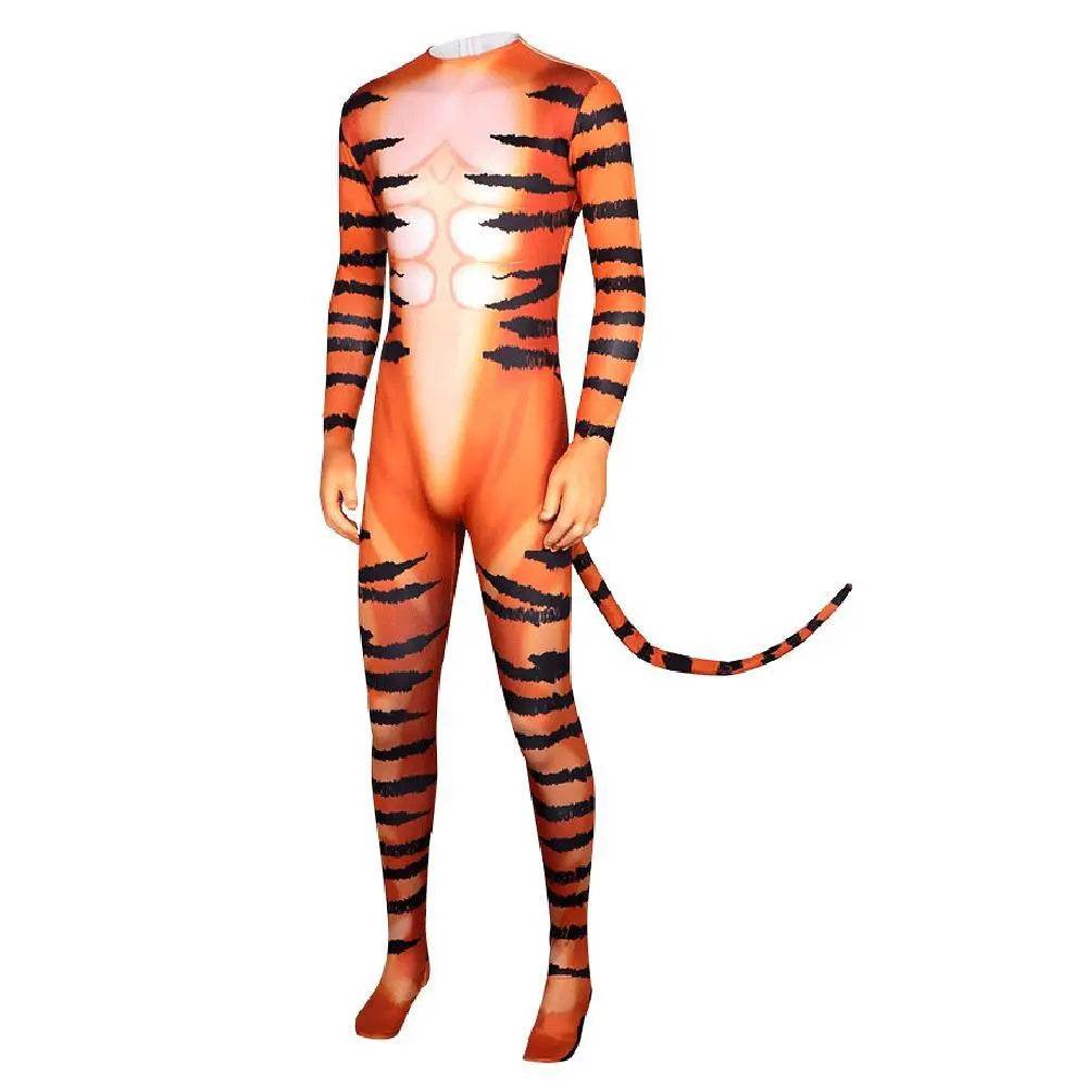 Tiger Stripes Animal Cosplay Zentai Costume Jumpsuit Bodysuit Outfits Adult - Azufun