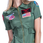 Top Gun Deluxe Ladies Uniform Costume Party Fancy Dress American Female Pilot Captain - Azufun