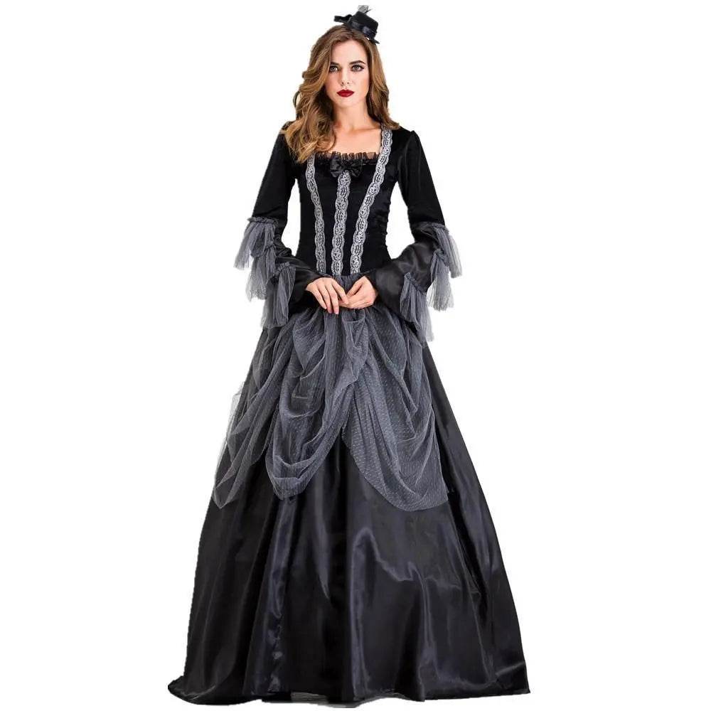 Vampires Costume Halloween Cosplay Dress Gothic Queen Outfit Gorgeous Elegant Witch Cosplay Costume - Azufun