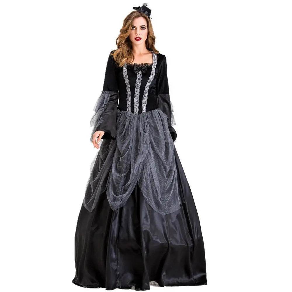 Vampires Costume Halloween Cosplay Dress Gothic Queen Outfit Gorgeous Elegant Witch Cosplay Costume - Azufun