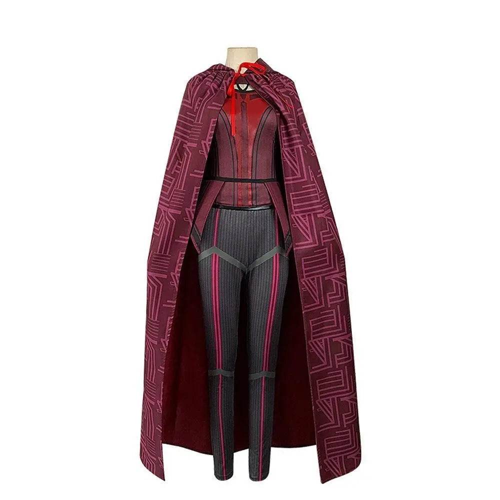 Wanda Maximoff Costume Cosplay Jumpsuit Red Witch Cloak Halloween Outfit for Woman - Azufun
