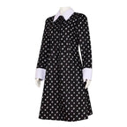Wednesday Costume The Addams Family Cosplay Costumes Long Sleeve Printed Dress For Adult - Azufun