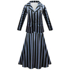 Wednesday Costume The Addams Family Cosplay Long Sleeve suit skirt For Kids - Azufun