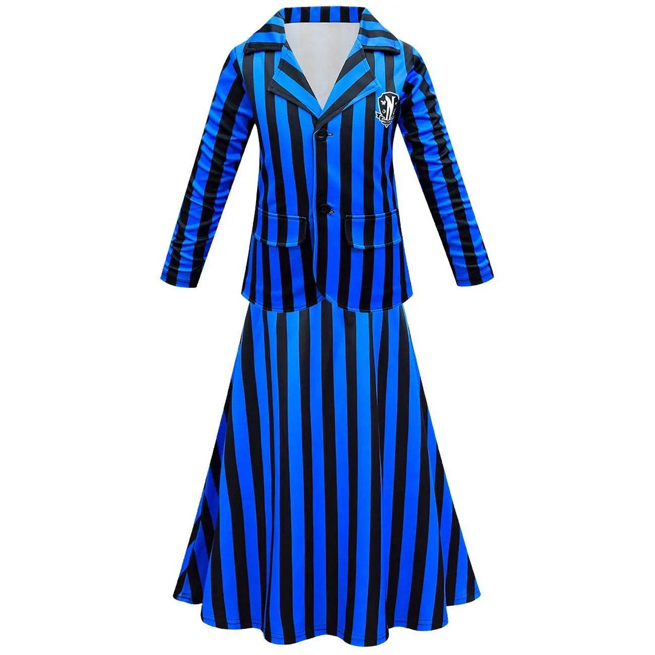 Wednesday Costume The Addams Family Cosplay Long Sleeve suit skirt For Kids - Azufun