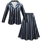 Wednesday Costume The Addams Family Cosplay Long Sleeve suit skirt For Kids - Azufun