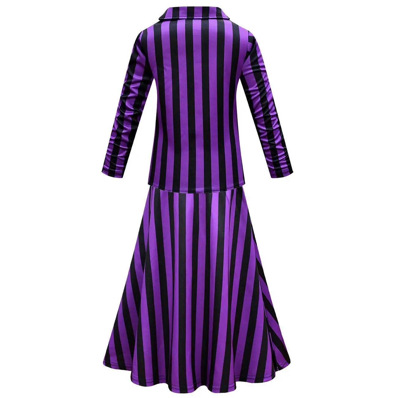 Wednesday Costume The Addams Family Cosplay Long Sleeve suit skirt For Kids - Azufun