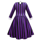 Wednesday Costume The Addams Family Cosplay Striped Dress For Kids - Azufun
