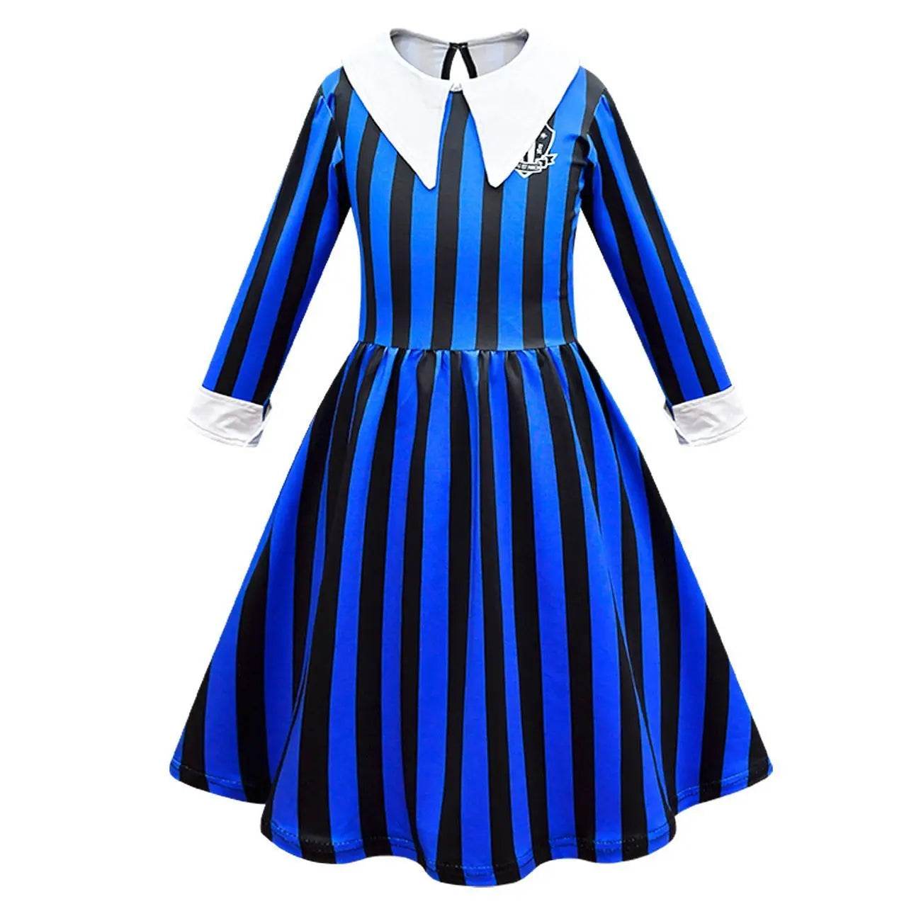 Wednesday Costume The Addams Family Cosplay Striped Dress For Kids - Azufun