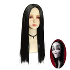 Wednesday's Mom Wig The Addams Family Cosplay Black Middle Parted Straight Wig For Adult - Azufun