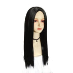 Wednesday's Mom Wig The Addams Family Cosplay Black Middle Parted Straight Wig For Adult - Azufun