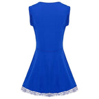 Women Cheerleader Costume Outfit With Poms Fancy Uniform Sports Dress - Azufun