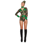 Women Ladies Camo Bootcamp Babe Army Fancy Dress Military Uniform Costume - Azufun