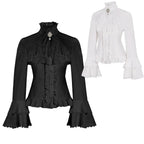 Women's Lolita Palace Retro Blouse Long Bell Sleeve Ruffled Shirt - Azufun