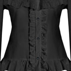 Women's Lolita Palace Retro Blouse Long Bell Sleeve Ruffled Shirt - Azufun