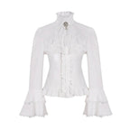 Women's Lolita Palace Retro Blouse Long Bell Sleeve Ruffled Shirt - Azufun