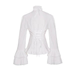 Women's Lolita Palace Retro Blouse Long Bell Sleeve Ruffled Shirt - Azufun