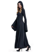 Women's Medieval Vintage Demon Hooded Witch Dress Cosplay Costume Halloween Renaissance Gothic - Azufun