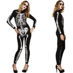 Women's Spandex Printed Skull Skeleton Costume Catsuit Halloween - Azufun